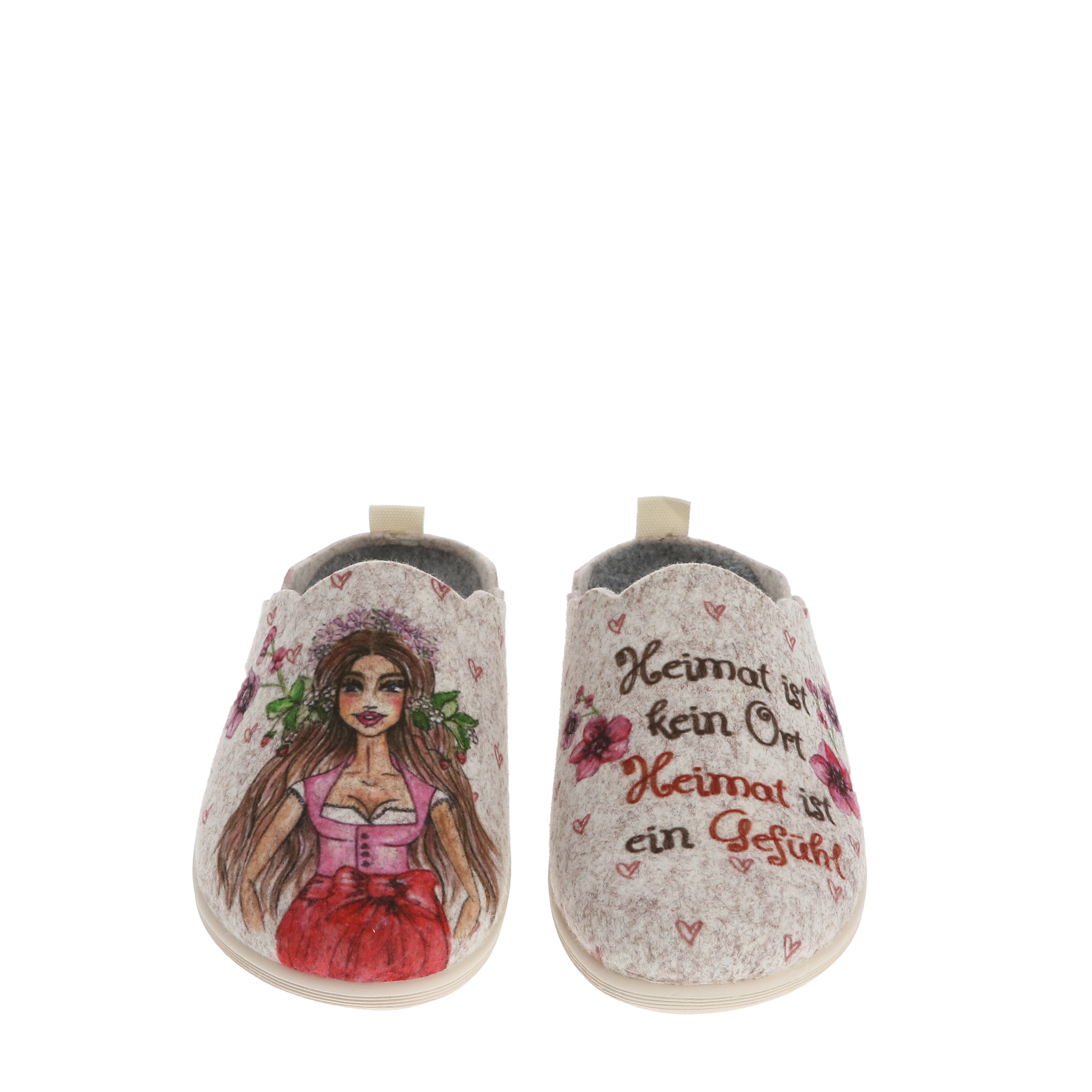 GABRIELA - Filzhausschuhe mit modischem Dirndl-Druck