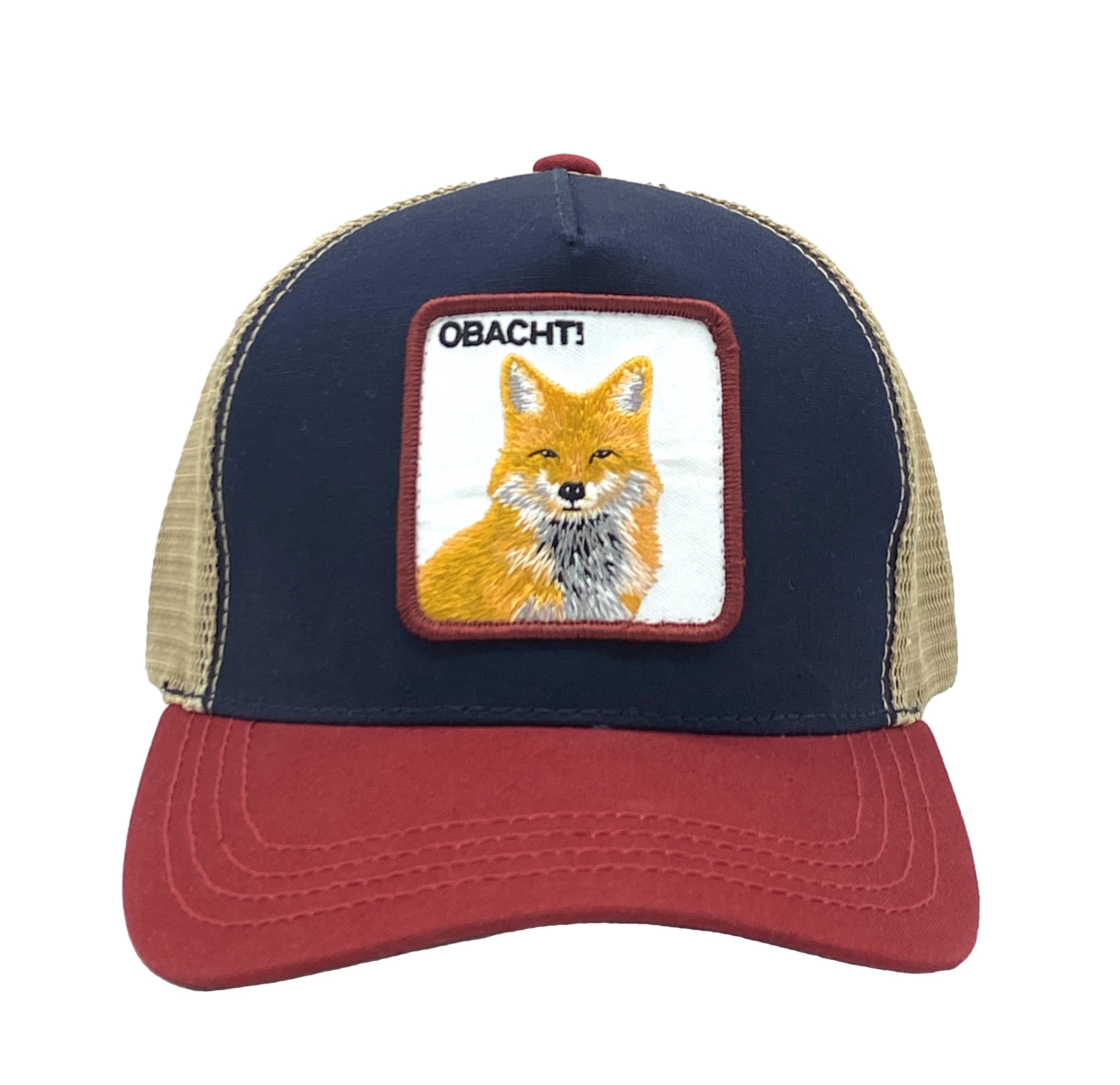 OBACHT! - Trucker Cap mit Motto-Patch und Fuchs-Stickerei multi