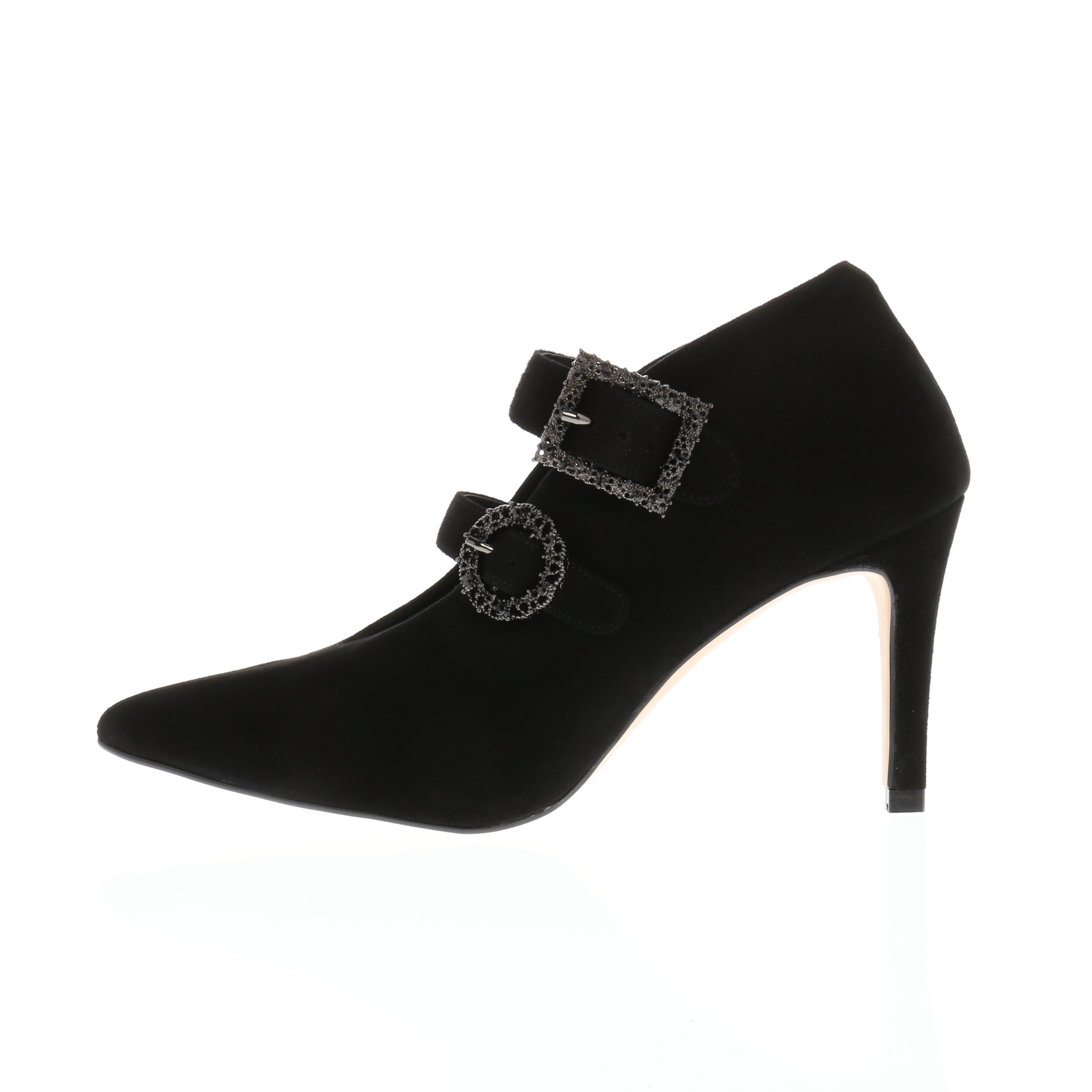 JUNE - Highcut Pumps in Samtziegenleder mit Strass