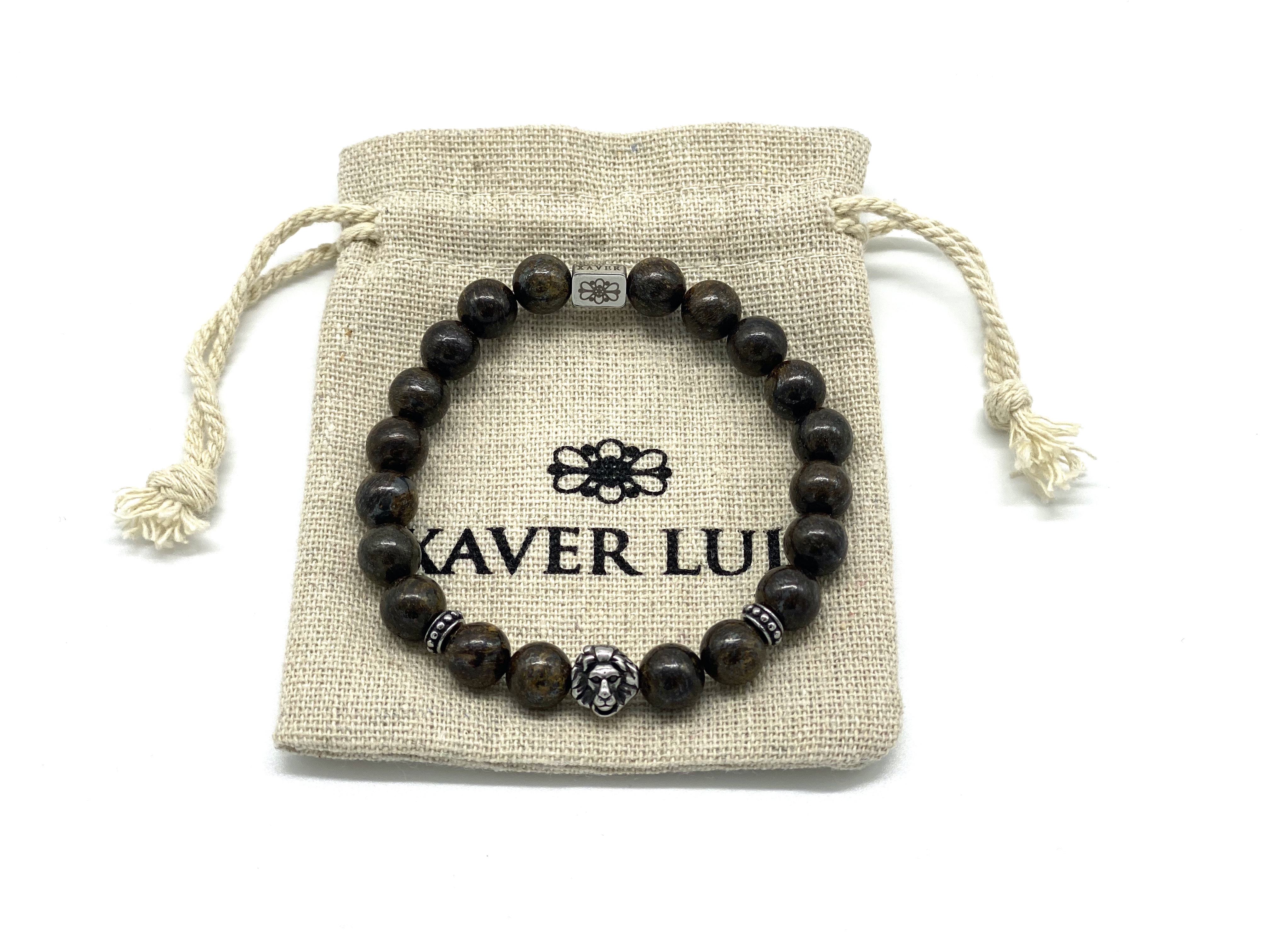 LÖWE - Armband aus Bronzit und Edelstahl